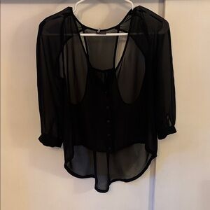 Sparkle & Fade Black Sheer Blouse